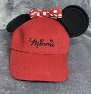 Disney Minnie Mouse With Ears Women’s Hat Snapback Adjustable Embroidered Bow So